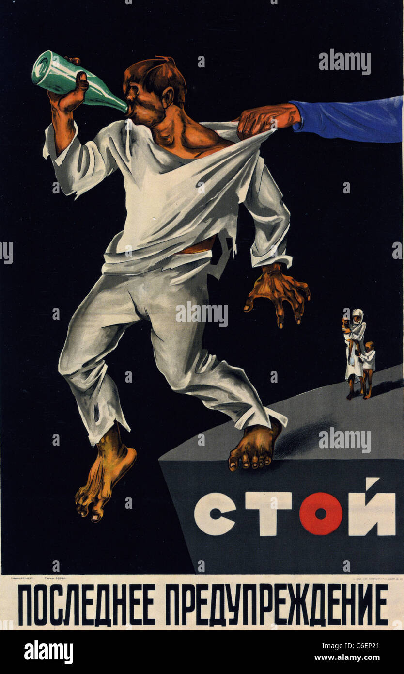 ALCOHOLISM 1929 Soviet poster urging drinkers to Give It Up Stock Photo