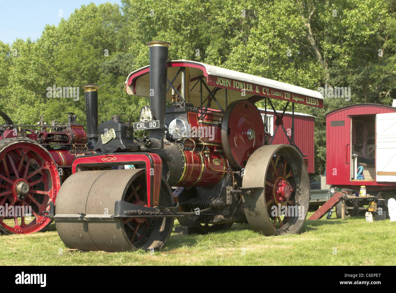 A scene from a Steam Rally featuring a Fowler DNC Type Road Roller "Hermes"  - built in 1936 Stock Photo - Alamy