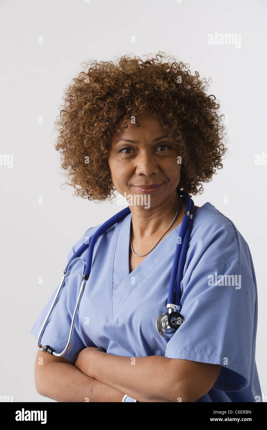 Portrait of nurse, studio shot Stock Photo