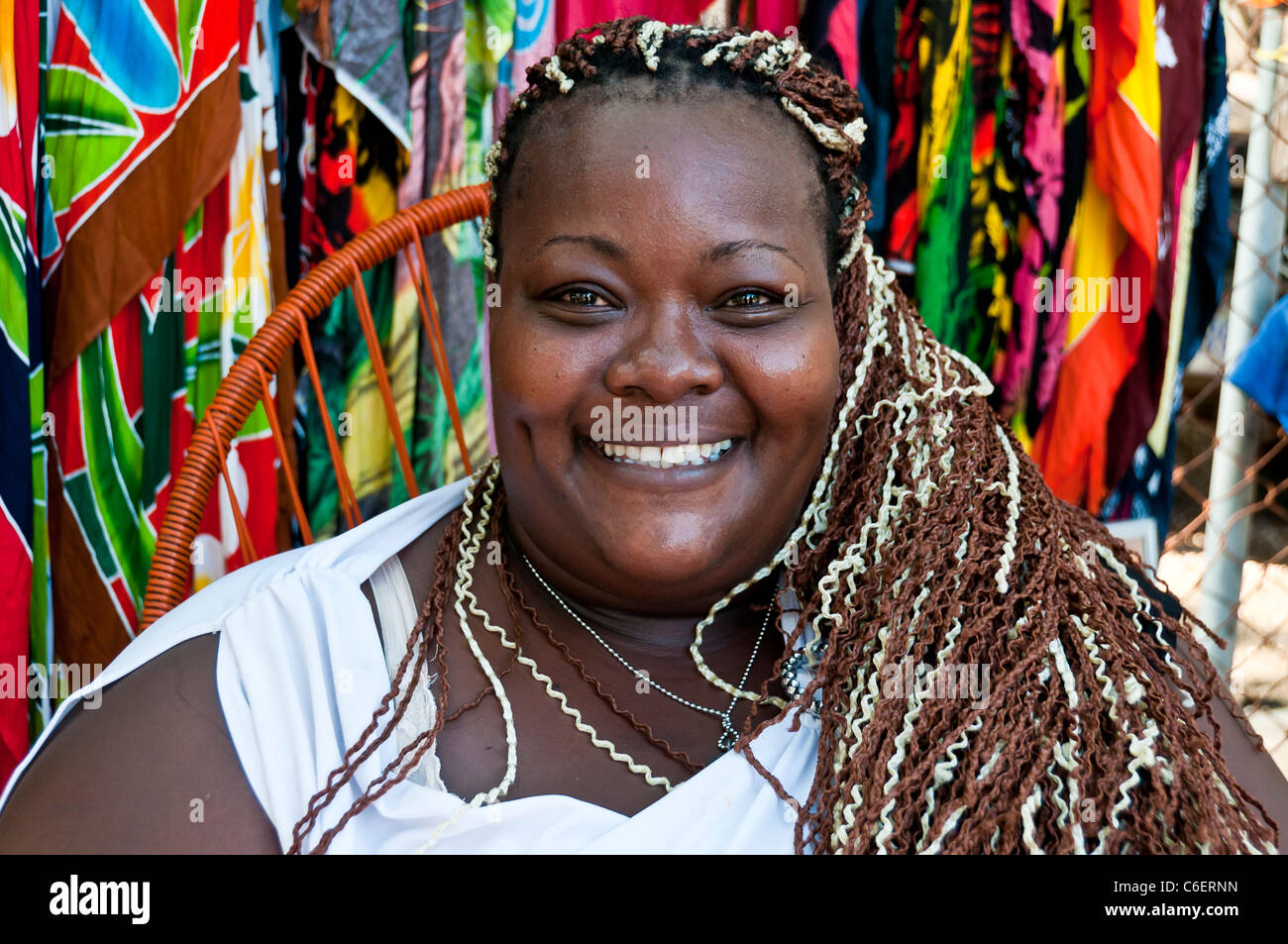 Costa Rican Woman from African origin in Samara Costa Rica Stock Photo