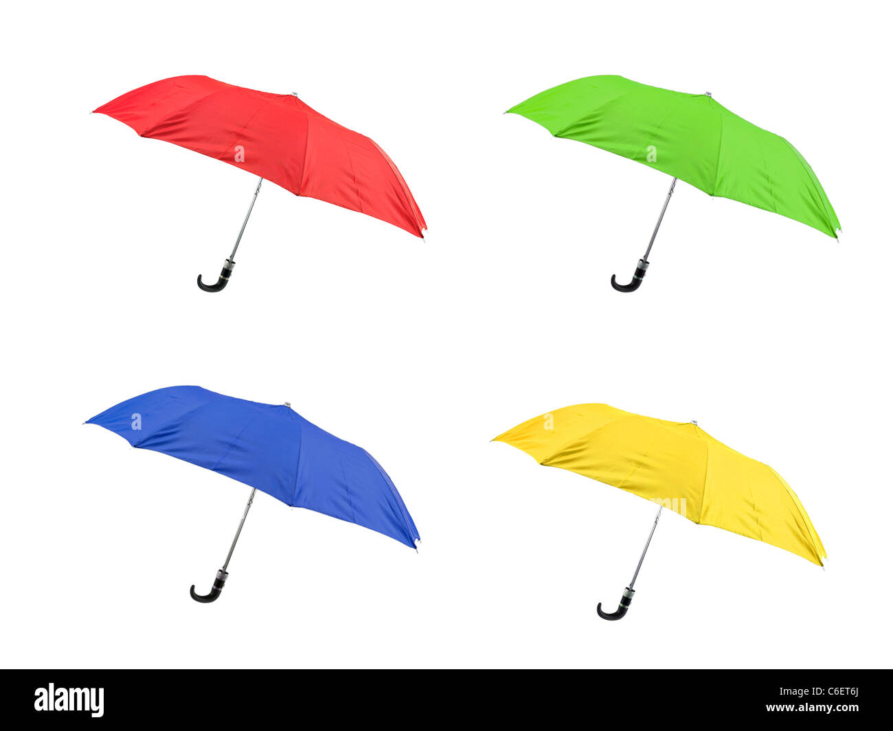 Colored umbrellas isolated against a white background Stock Photo - Alamy
