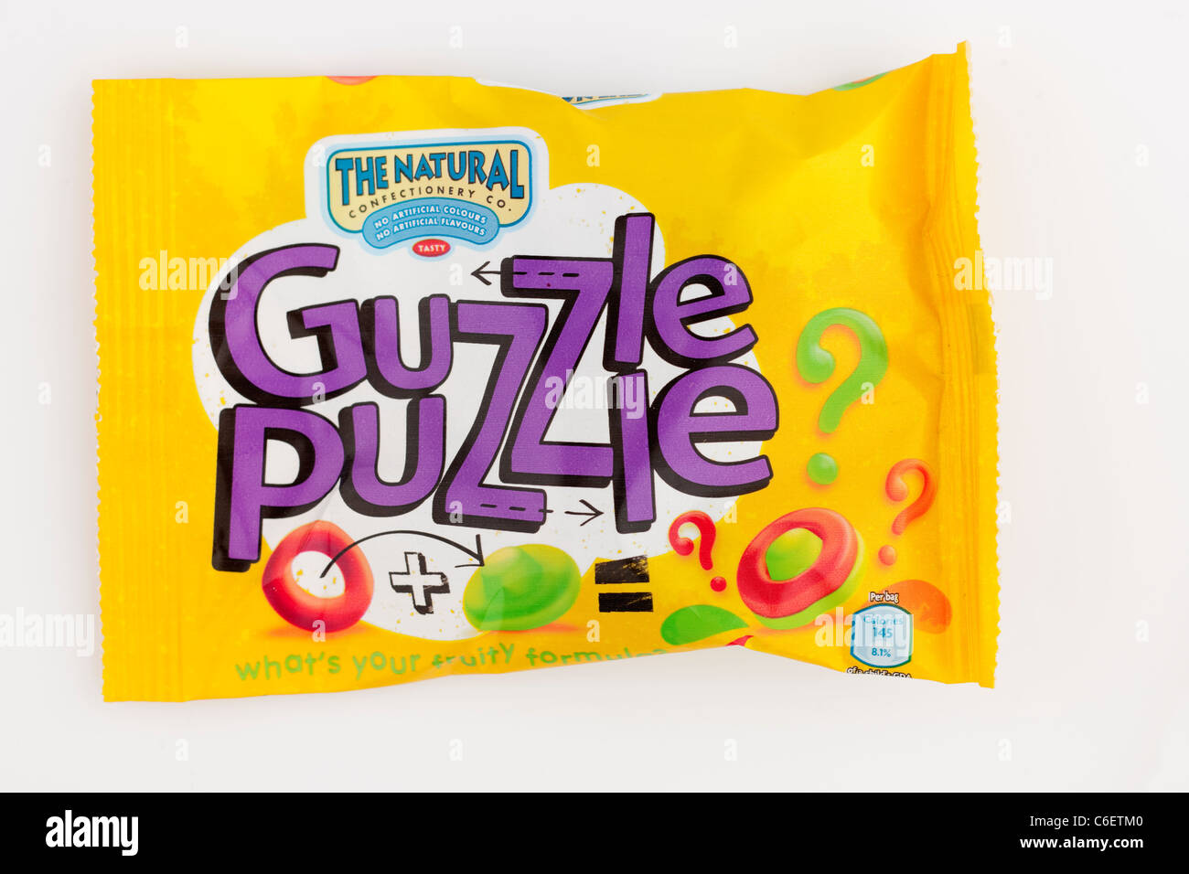 Bag of The Natural confectionery co Guzzle Puzzle childrens chewy gum sweets. Stock Photo