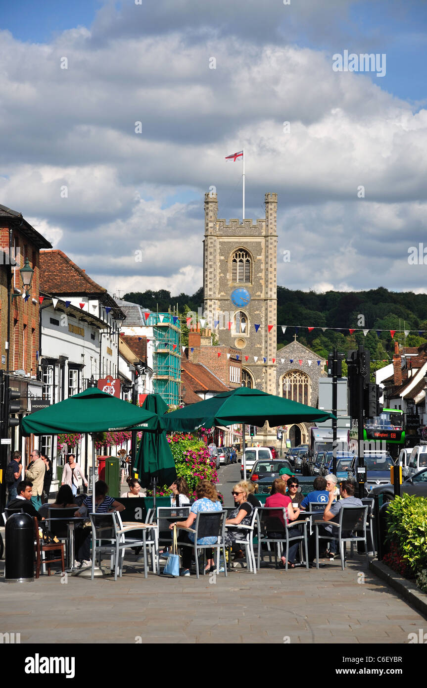 St Mary's Church from Market Place, Henley-on-Thames, Oxfordshire, England, United Kingdom Stock Photo