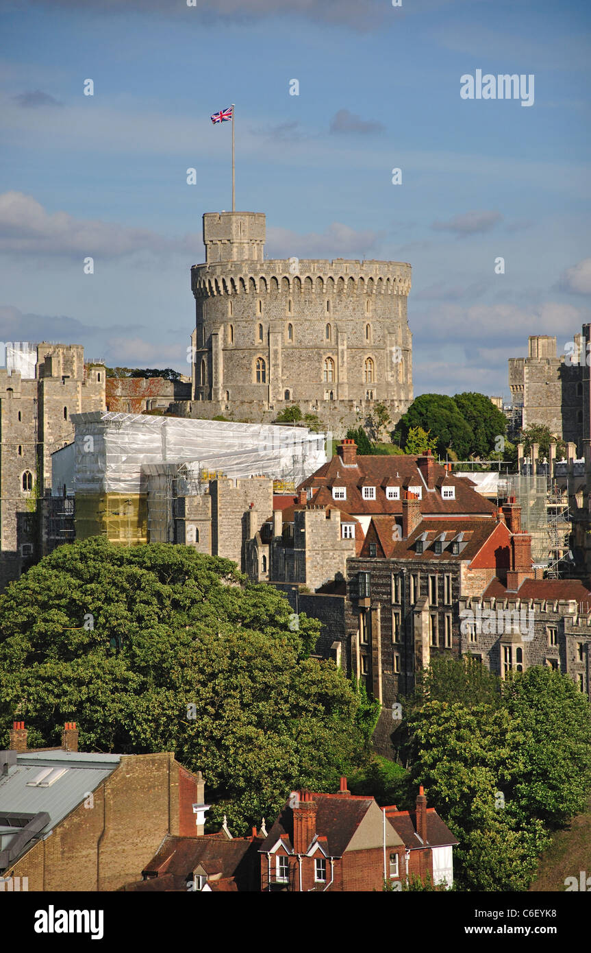 View of Windsor Castle from Royal Windsor Observation Wheel, Windsor, Berkshire, England, United Kingdom Stock Photo