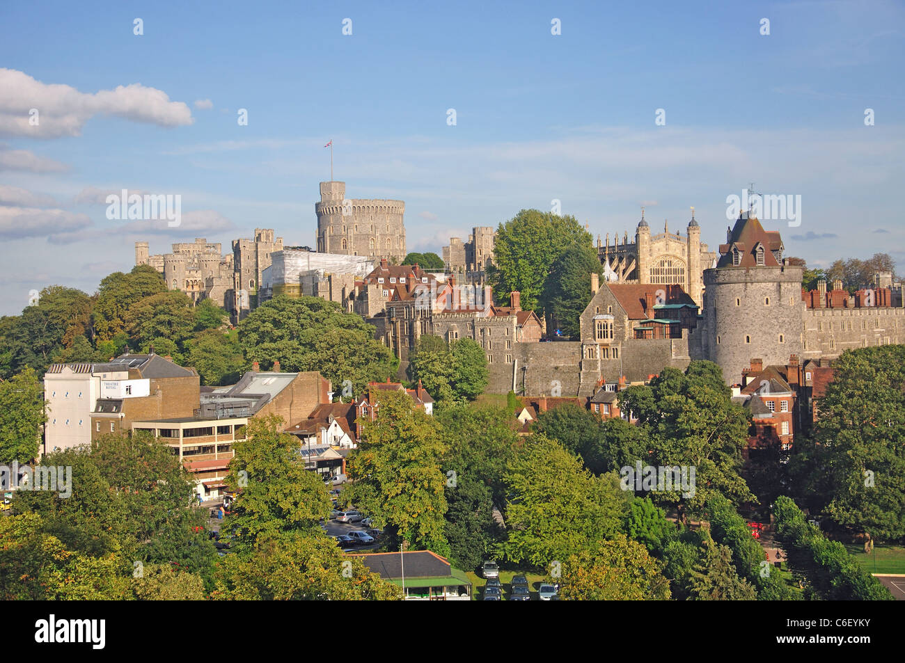 View of Windsor Castle from Royal Windsor Observation Wheel, Windsor, Berkshire, England, United Kingdom Stock Photo