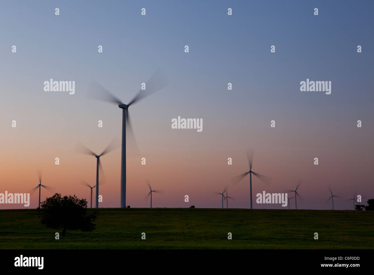 A group of wind turbines in west Texas seen at sunset Stock Photo Alamy
