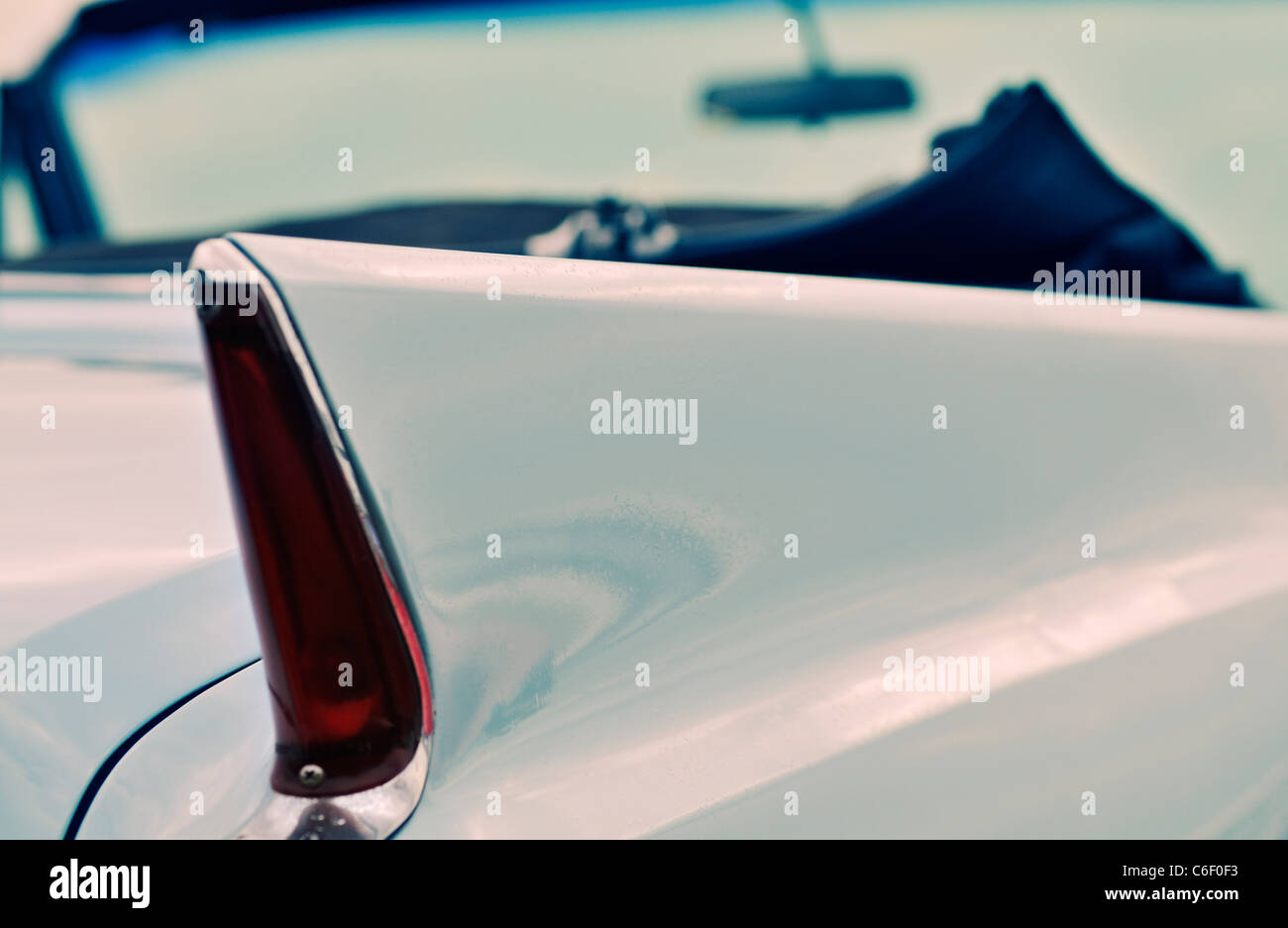 Blue Cadillac Tail Stock Photo