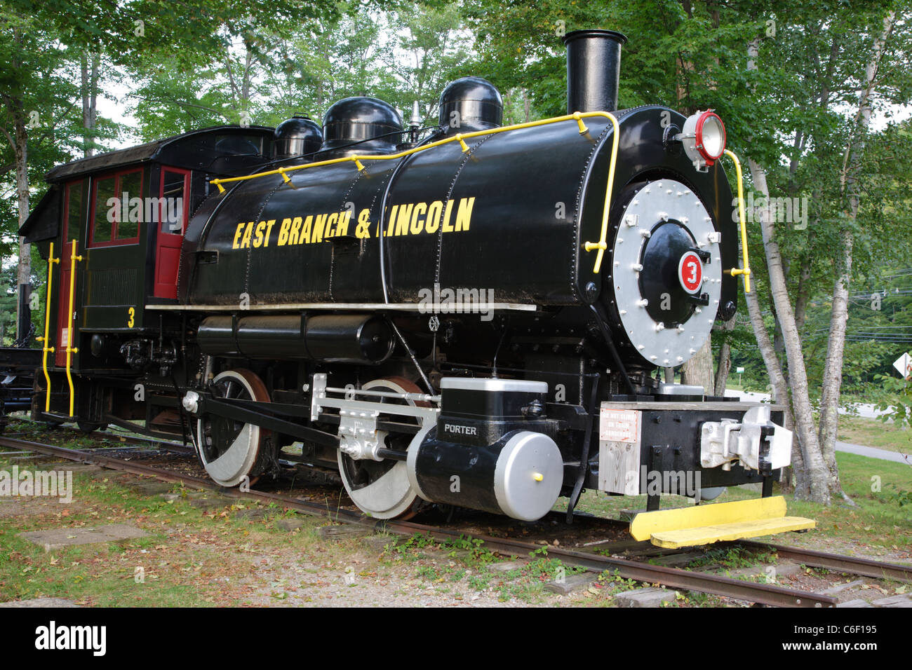 Porter 50 ton saddle tank engine locomotive on display at Loon Mountain  along the Kancamagus Scenic Byway in Lincoln, NH Stock Photo - Alamy
