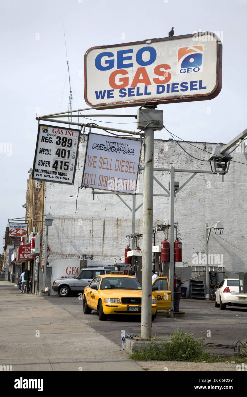 Independent gas station on Coney Island Avenue in Brooklyn, NY Stock