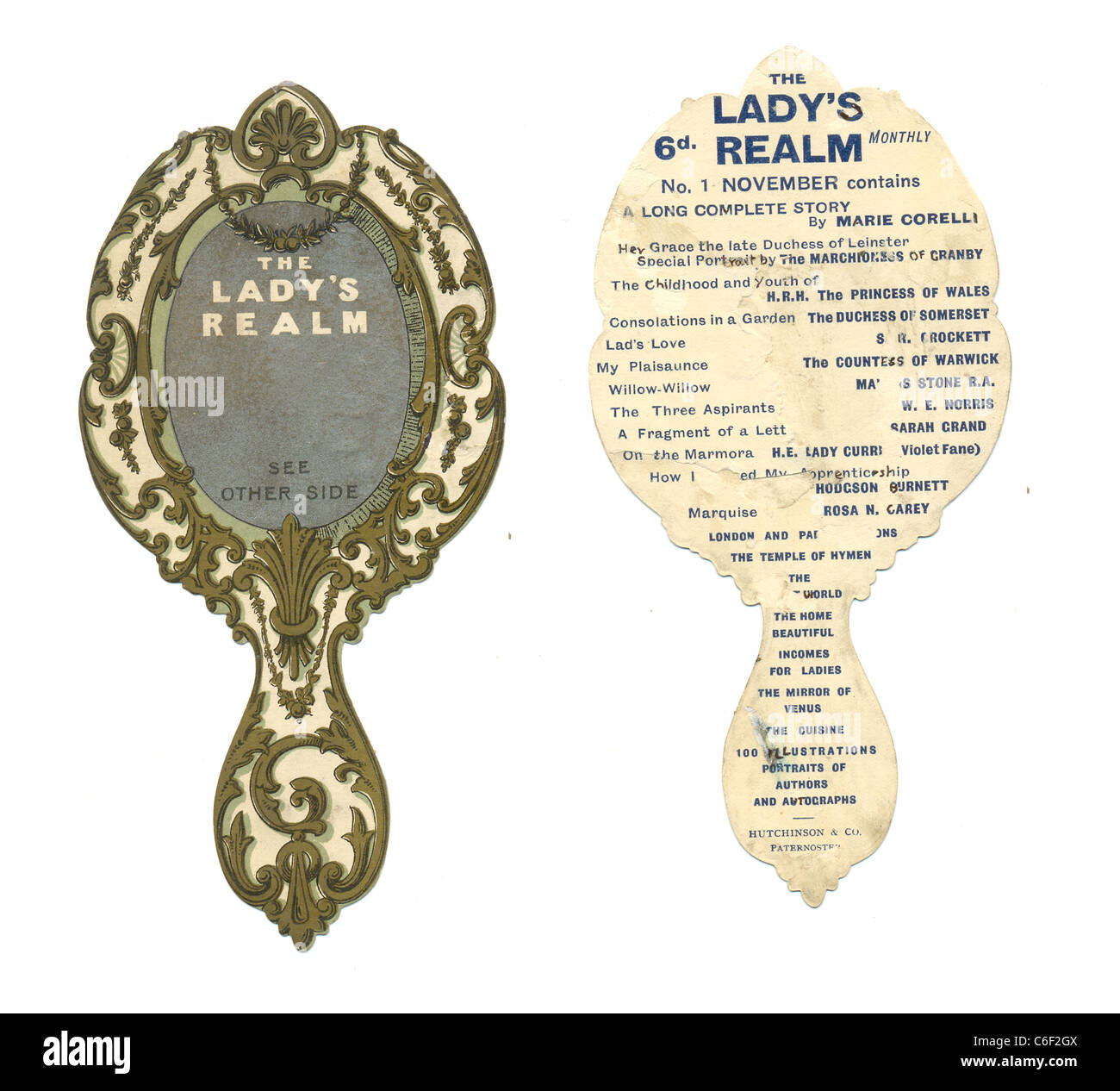 Die cut advertisement for The Lady's Realm Monthly Stock Photo