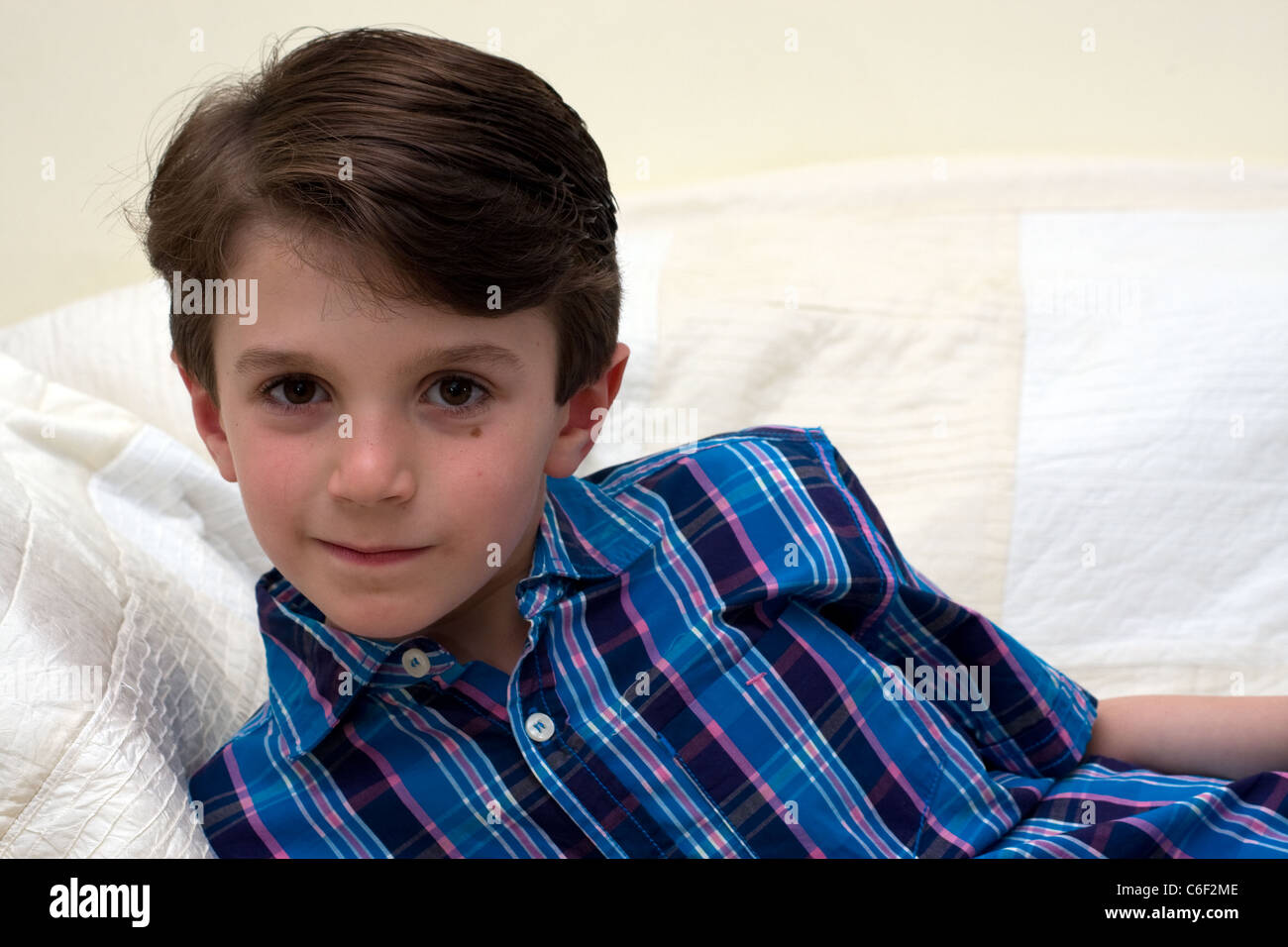 white kid child boy formal dress portrait smiling Stock Photo