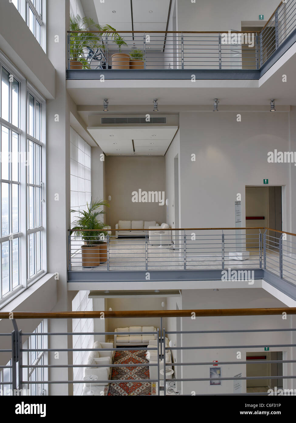 interior hotel view of a balustrade on the reception, lobby Stock Photo