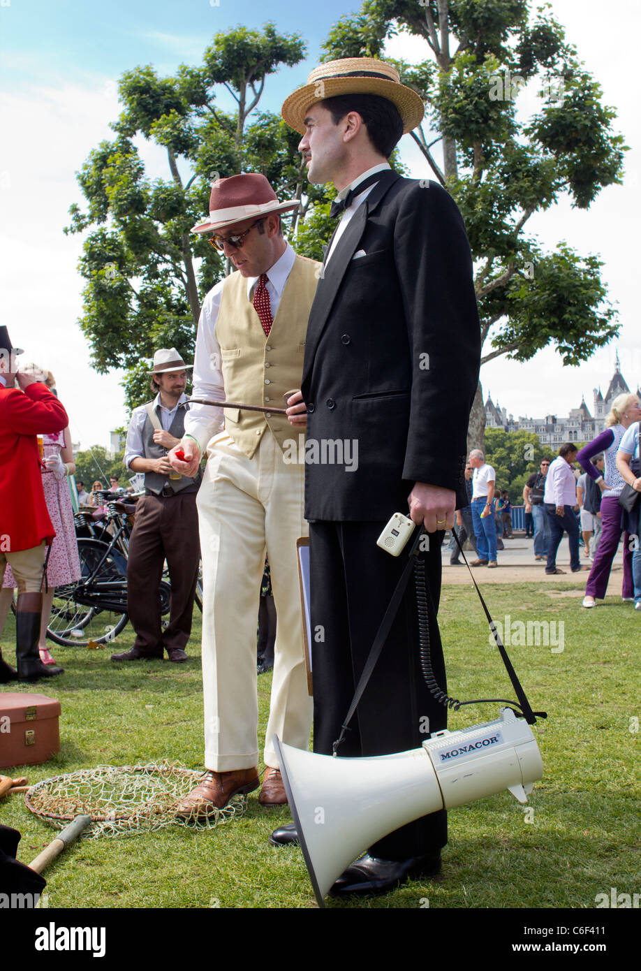 The Chap Olympiad, a spoof of the Olympics featuring louche costumes - Vintage festival 2011 in London's Southbank Centre. Stock Photo