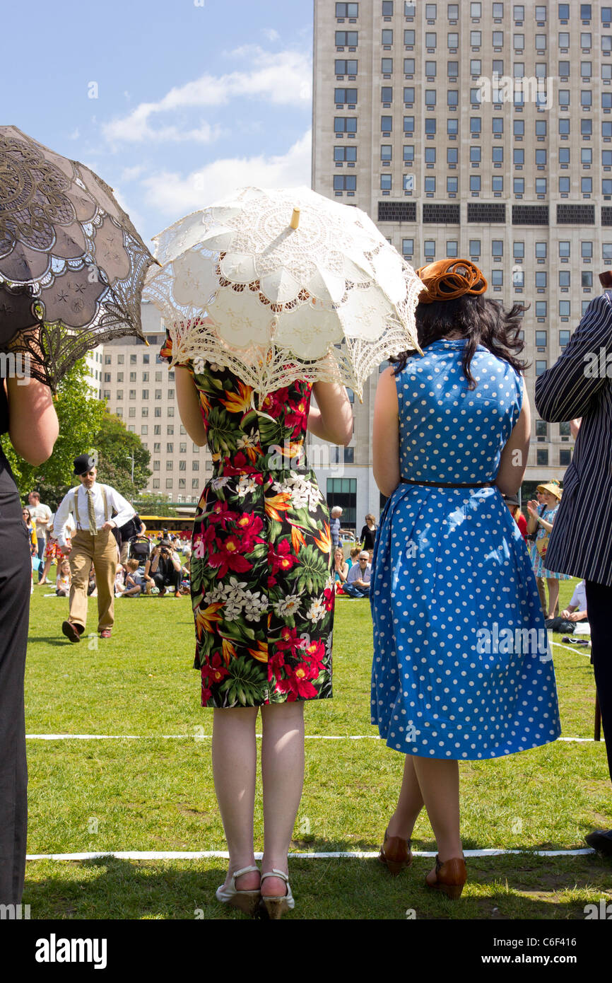 The Chap Olympiad, a spoof of the Olympics featuring louche costumes - Vintage festival 2011 in London's Southbank Centre. Stock Photo