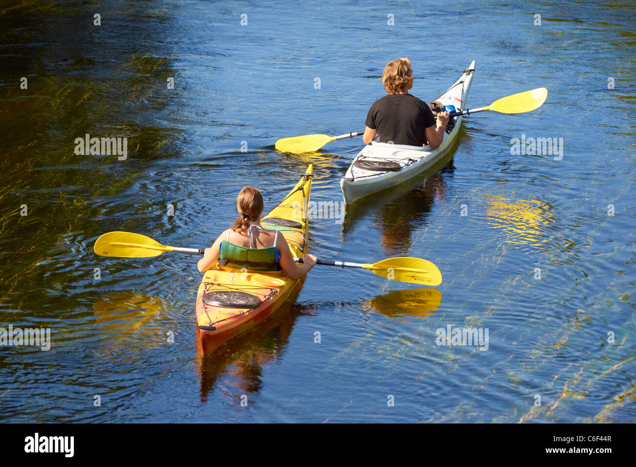 Kayaking at Krutynia river, Mazury region, Poland Stock Photo