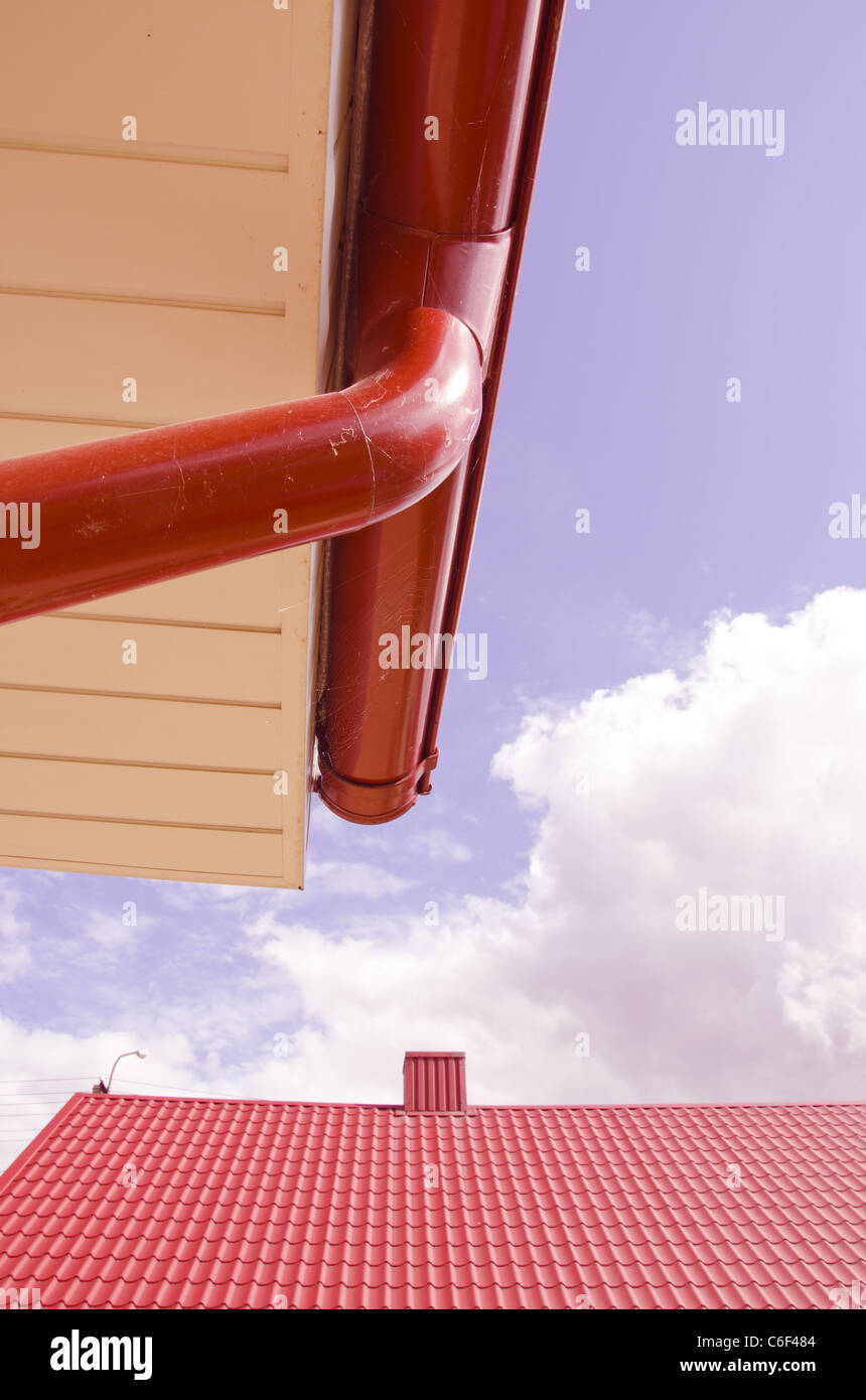 new house roof details and sky Stock Photo