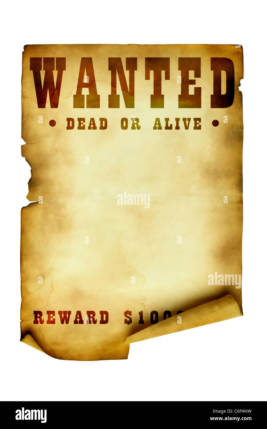 Vintage wanted poster isolated over white background Stock Photo