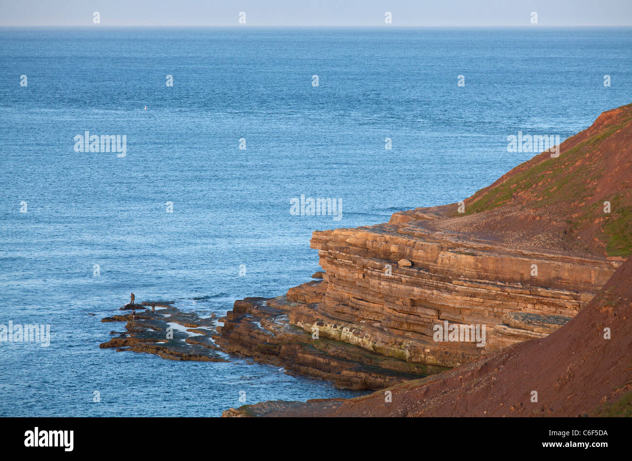 Fishing on Filey Brigg, North Yorkshire Stock Photo Alamy