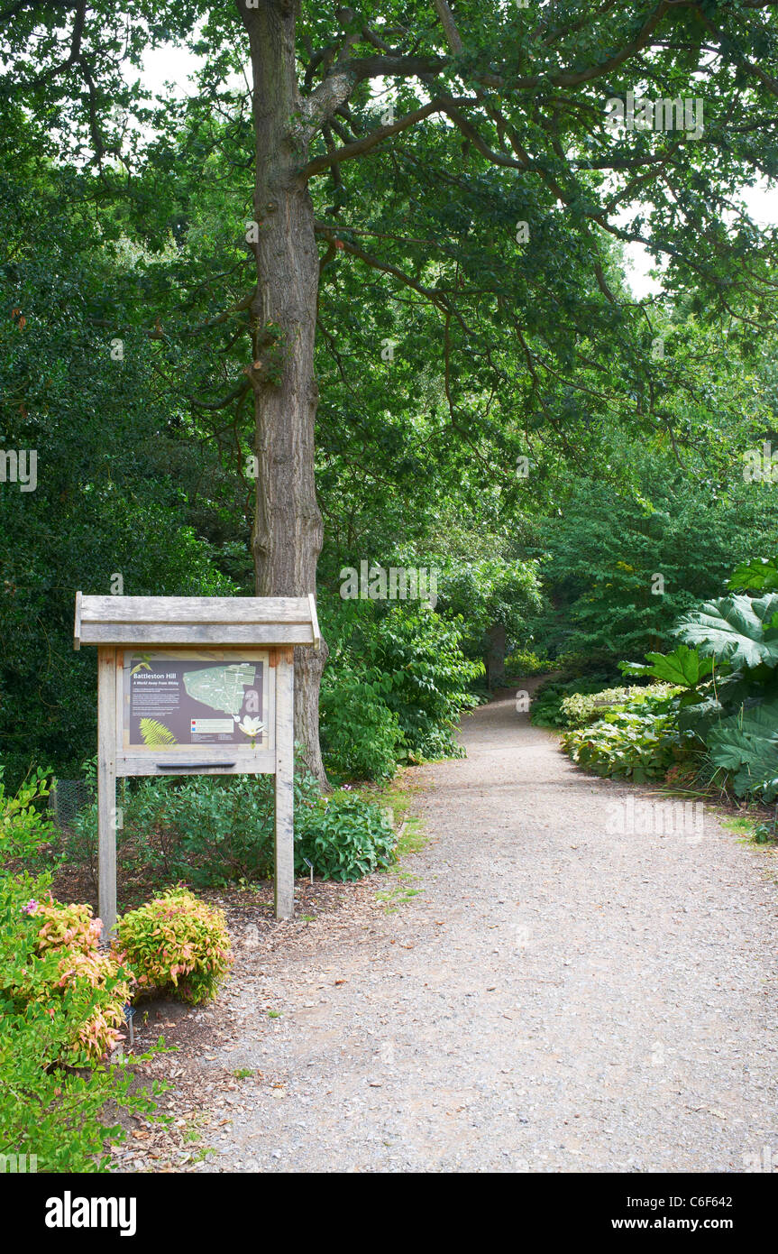 Entrance path to Battleston Hill RHS Garden Wisley Woking Surrey UK Stock Photo