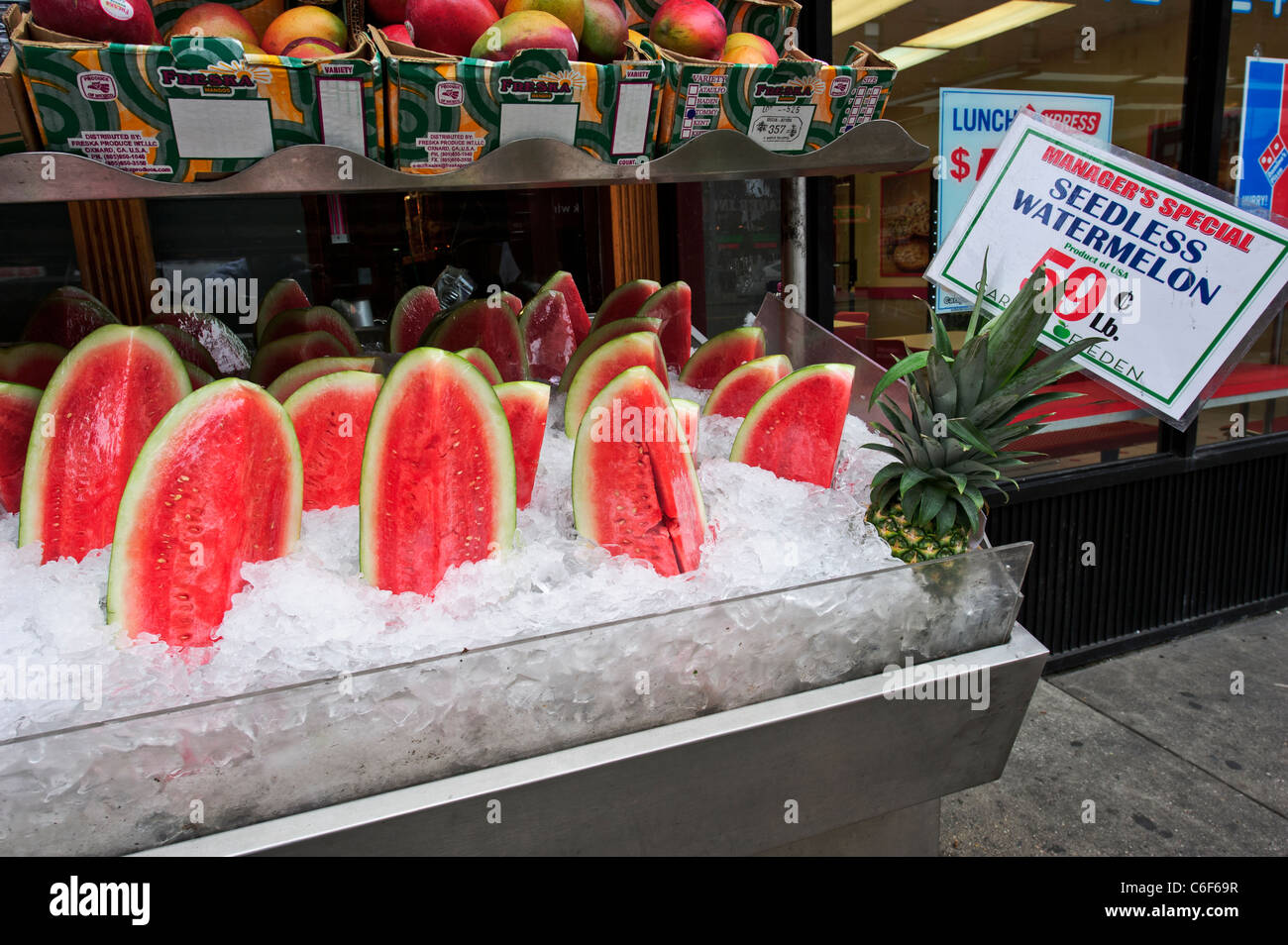 Watermelon on sale, New York, United States. Stock Photo