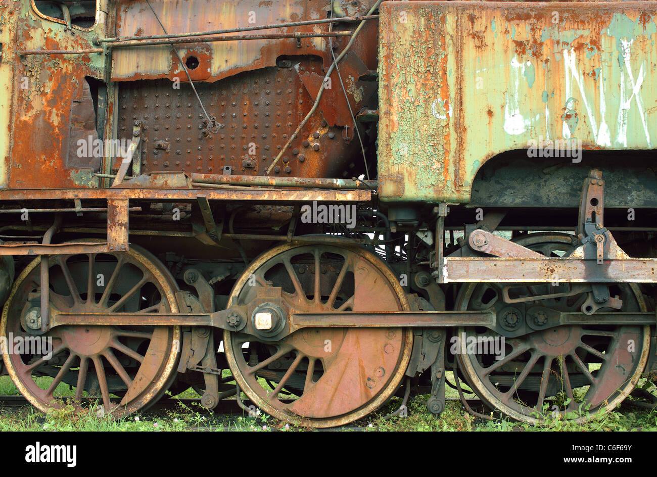 Rusty abandoned steam engine locomotive Stock Photo