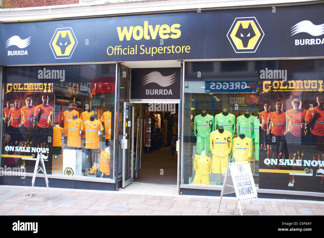 Exterior of the Wolves Official Superstore Wolverhampton UK Stock Photo