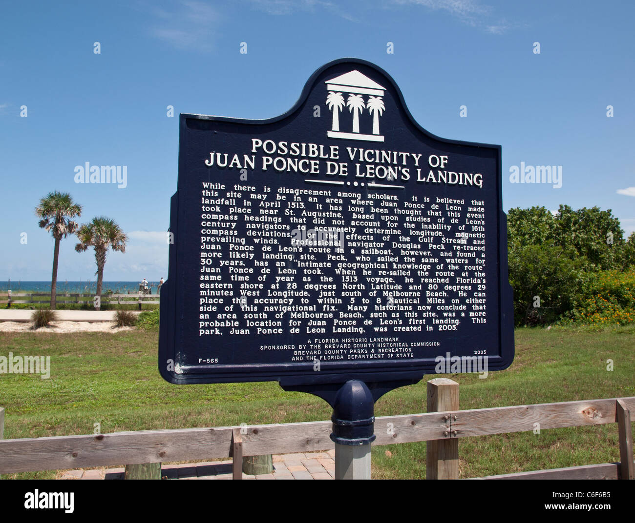 Ponce de Leon Landing site at Melbourne Beach on the East Coast of