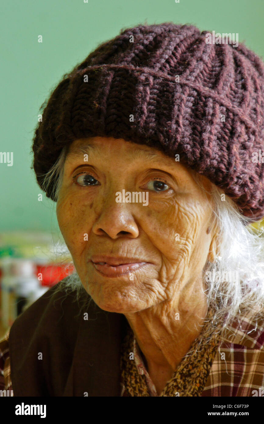 Old woman, Myanmar (Burma) Stock Photo