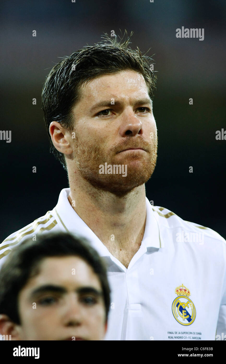Head shot of Xabi Alonso (Real) during the Spanish Supercup first leg soccer match between Real Madrid 2-2 Barcelona. Stock Photo