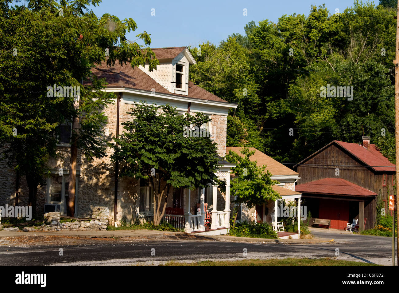 Historic buildings in the historic town of Elsah, Illinois Stock Photo