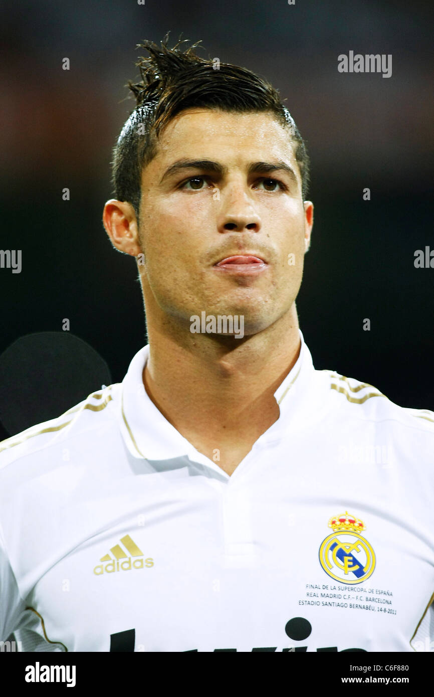 Head shot of Cristiano Ronaldo (Real) during the Spanish Supercup first leg  soccer match between Real Madrid 2-2 Barcelona Stock Photo - Alamy