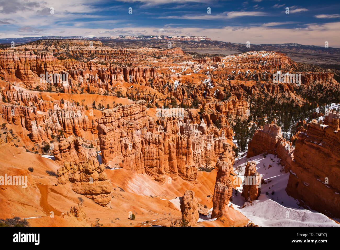 Bryce Canyon pinnacles in the winter looking south west Stock Photo