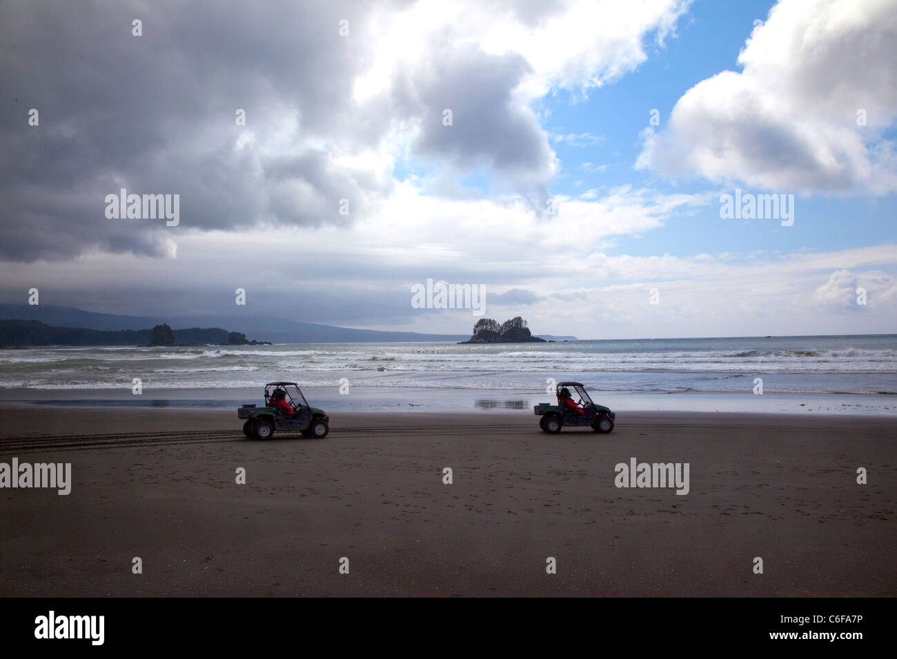 Ocean raft and 4x4 Adventure tour, North Beach, Kruzof Island, Sitka, Alaska Stock Photo