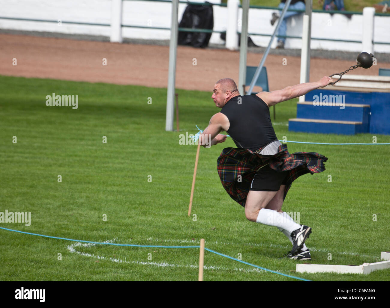 'Heavy' athlete competing in the hammer throw in the Heavy Events at