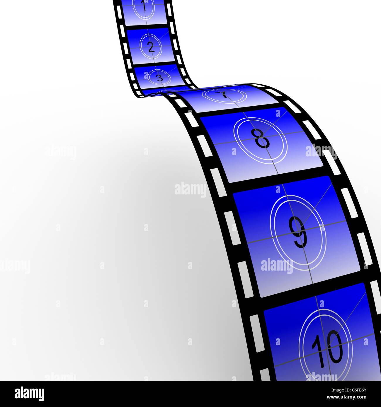 Countdown film strip. High resolution render isolated on white Stock Photo