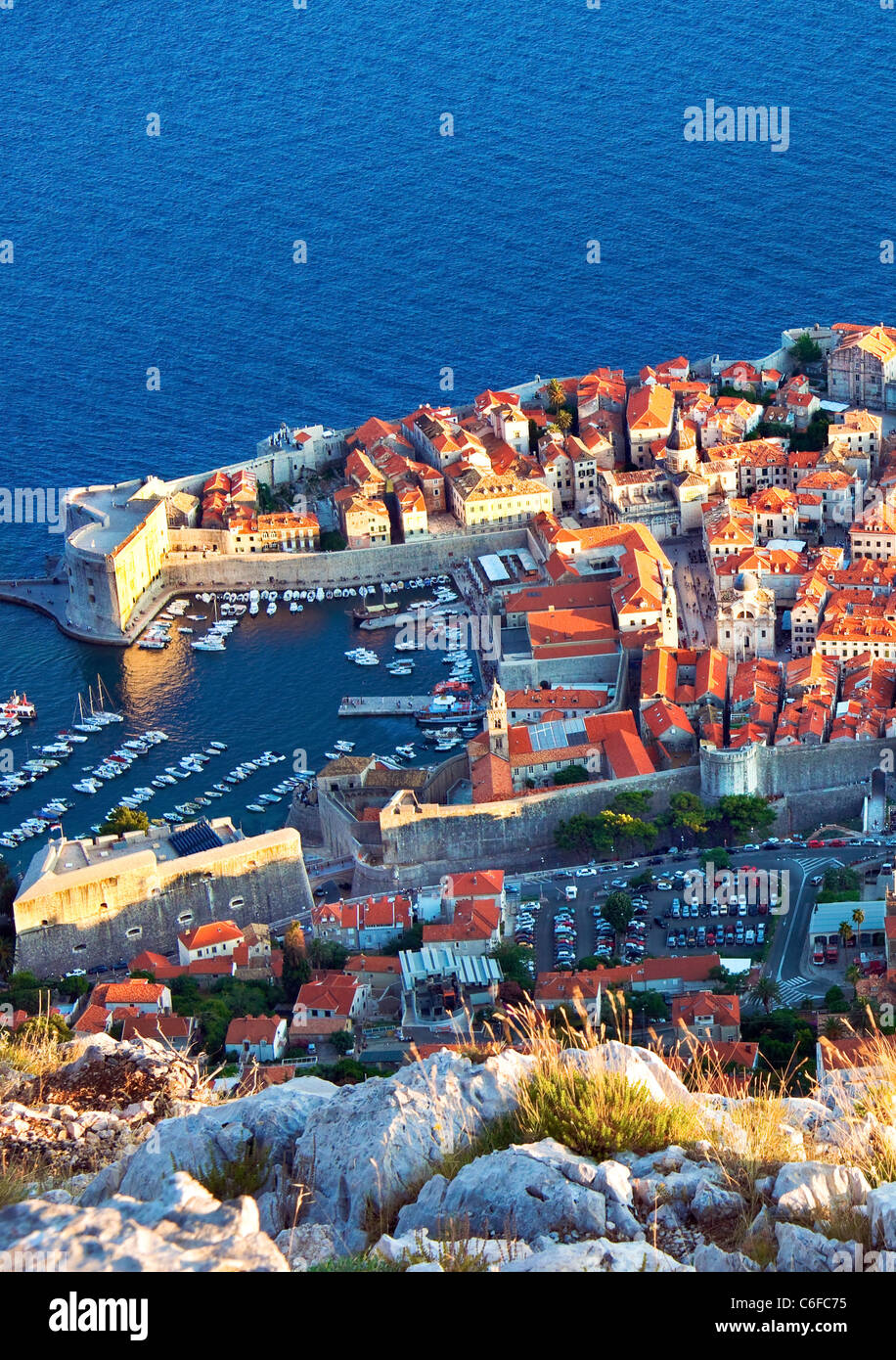 Dubrovnik,Croatia,city walls,Harbour,old town,late evening Stock Photo