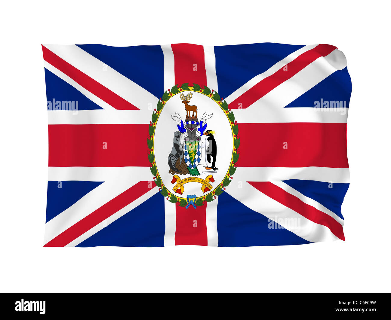 South Georgia and the South Sandwich Islands. High resolution South American Flag series. With fabric texture. Stock Photo