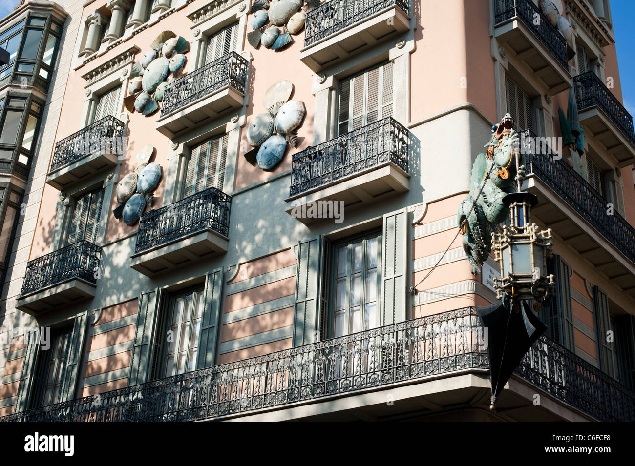 Casa de los paraguas or House of umbrellas at Ramblas in Barcelona city  Stock Photo - Alamy
