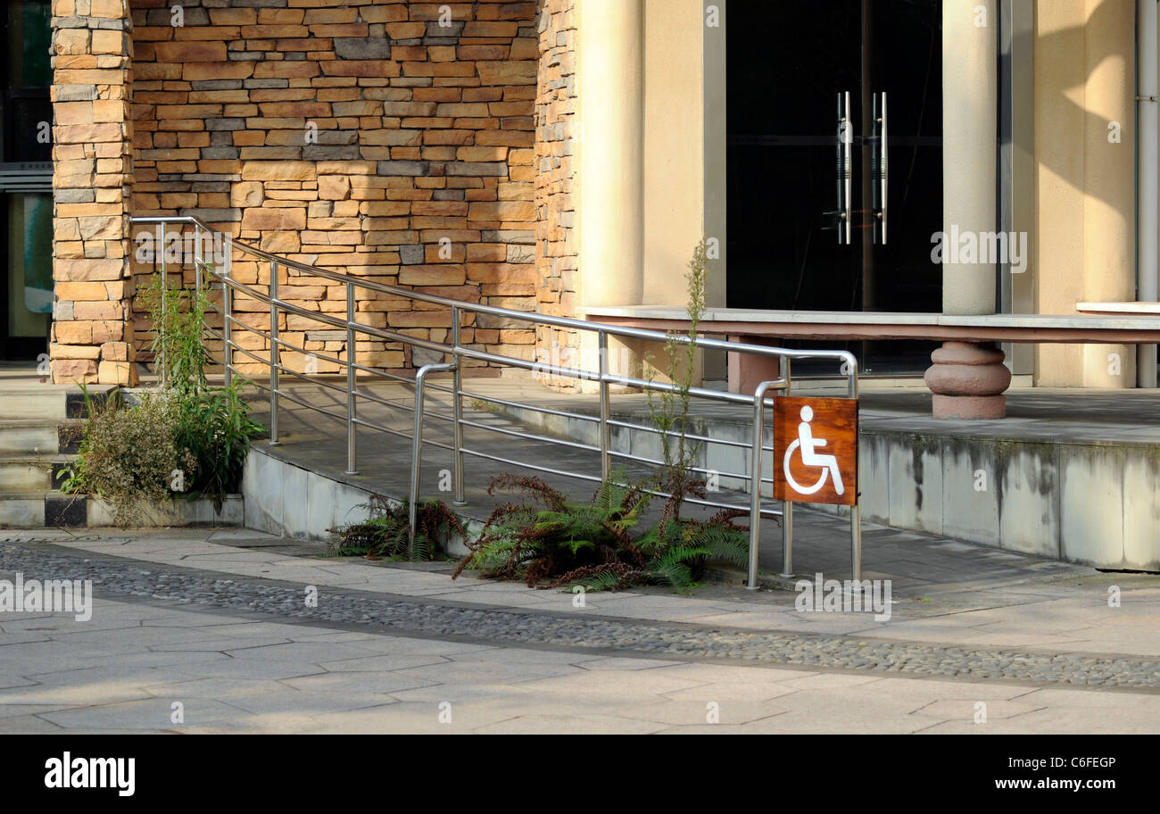 Wheelchair access ramp and sign in China. Stock Photo