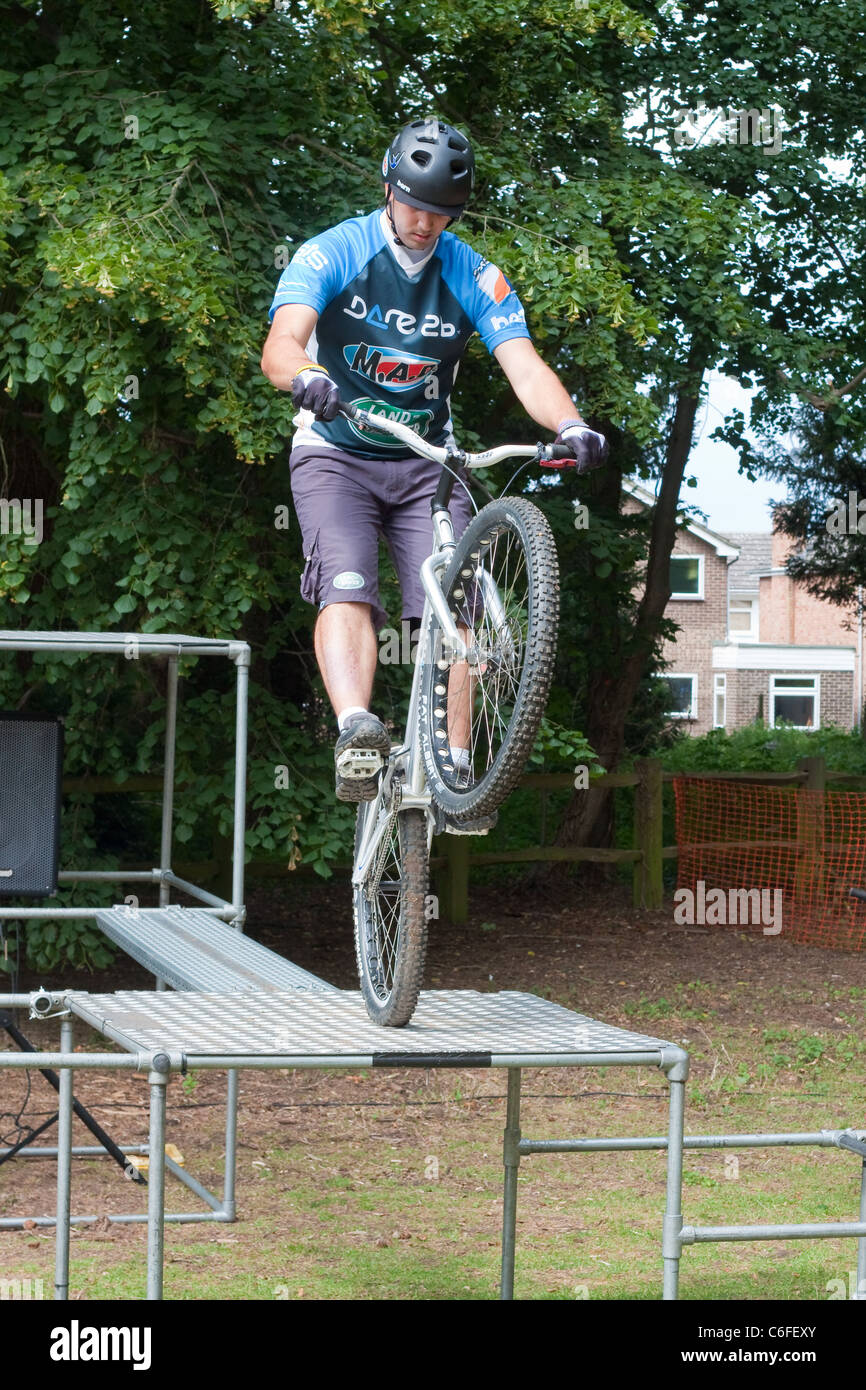 Bike stunt show by M.A.D in June 2011 at Nowton Park, Bury St Edmunds, UK Stock Photo Alamy