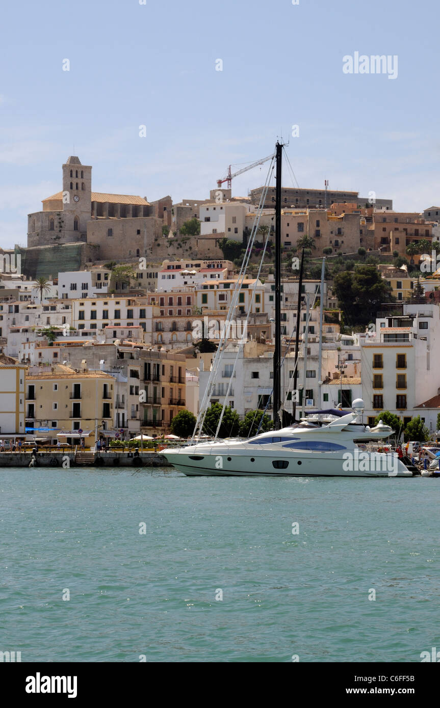 The old town of Eivissa seen from the waterfront on Ibiza a Spanish Island Stock Photo