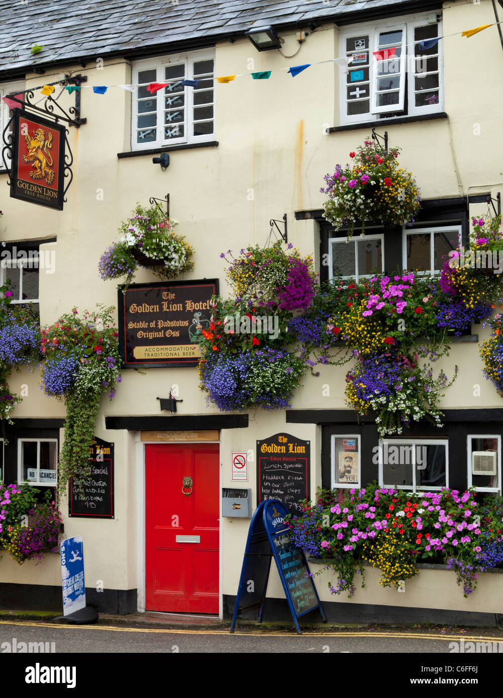 The Golden Lion Hotel Padstow village centre Cornwall England UK GB EU Europe Stock Photo