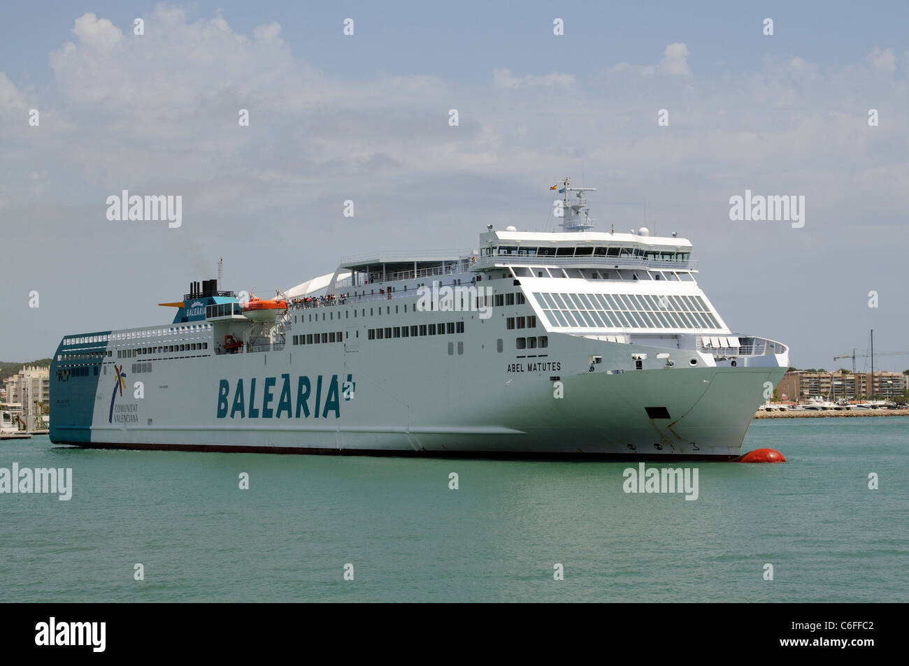 The roro ferry Abel Matutes in the port of Eivissa in Ibiza a Spanish Island Stock Photo