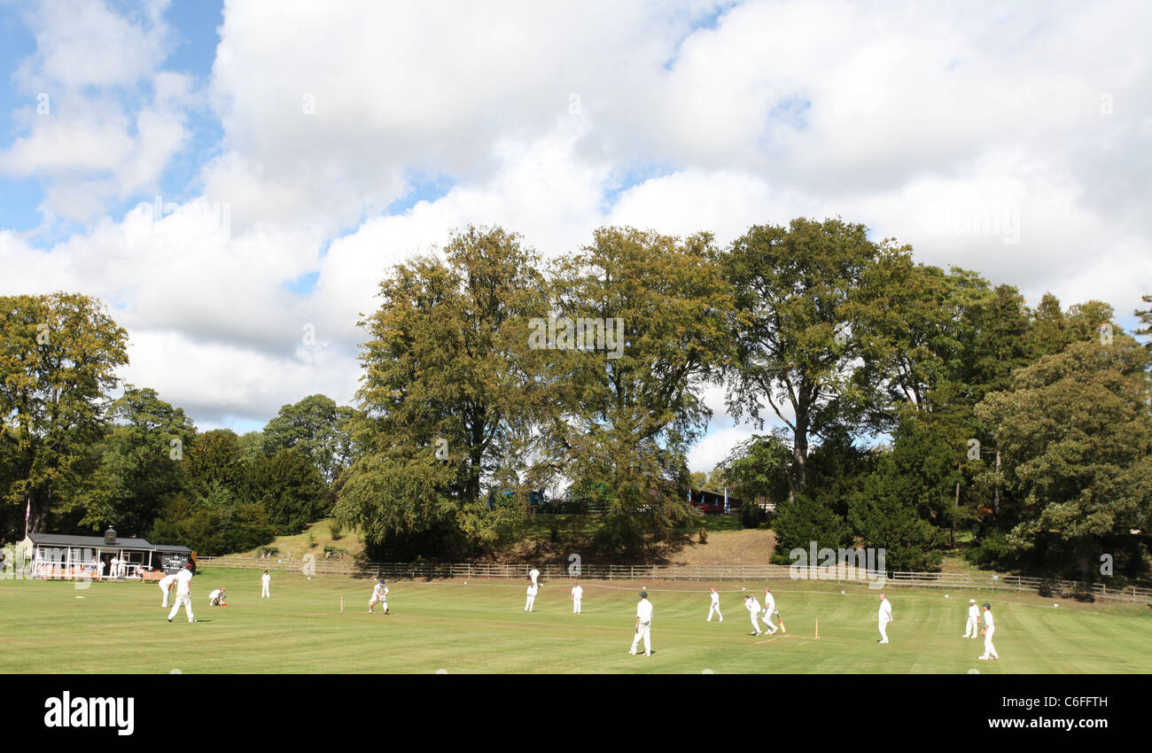 Village Cricket in Derbyshire Stock Photo
