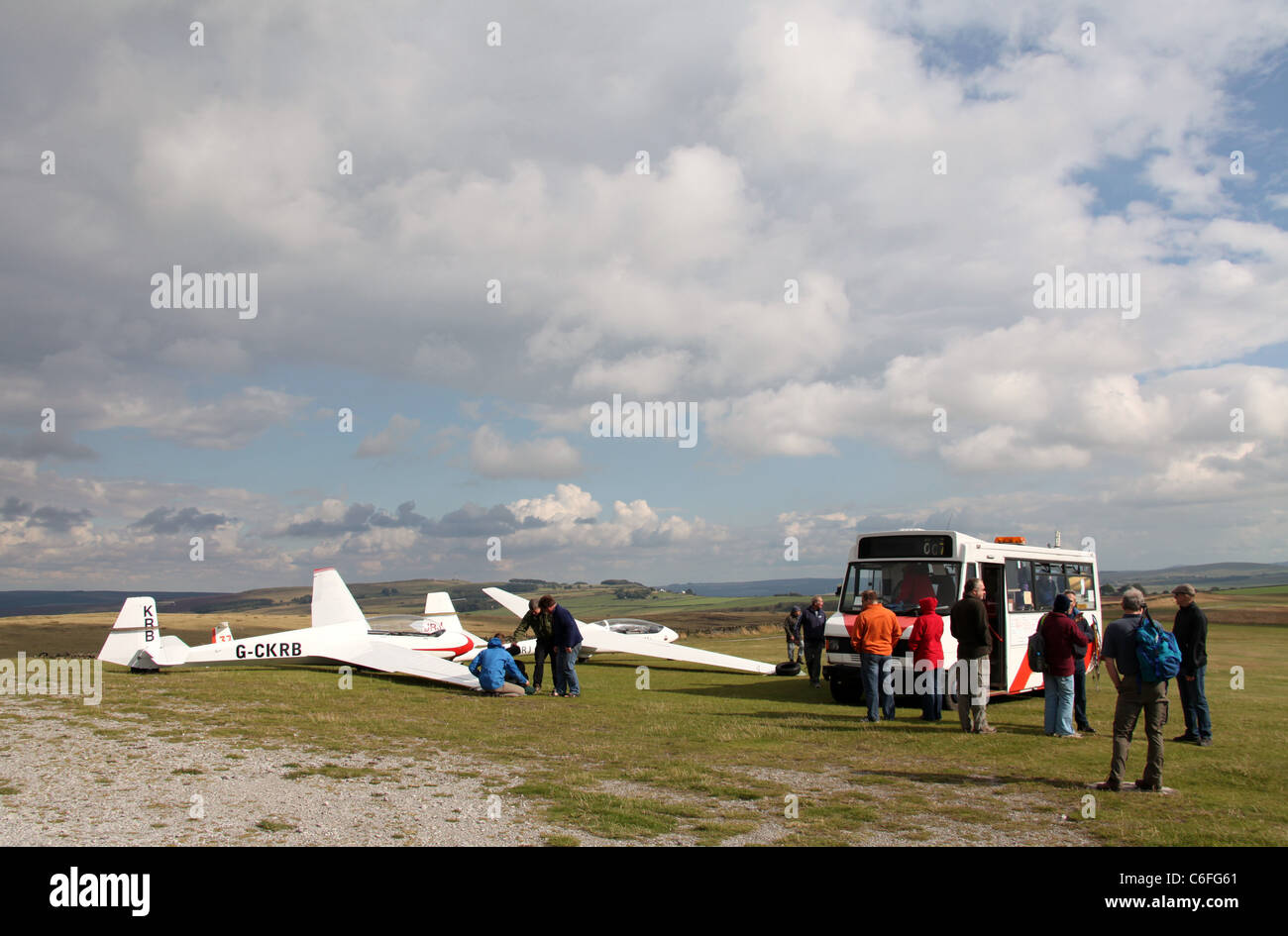 Gliding at Great Hucklow in the Peak District National Park with the