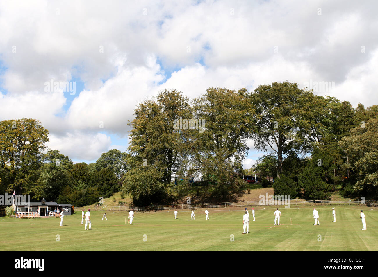 A Village Cricket Match in Derbyshire Stock Photo
