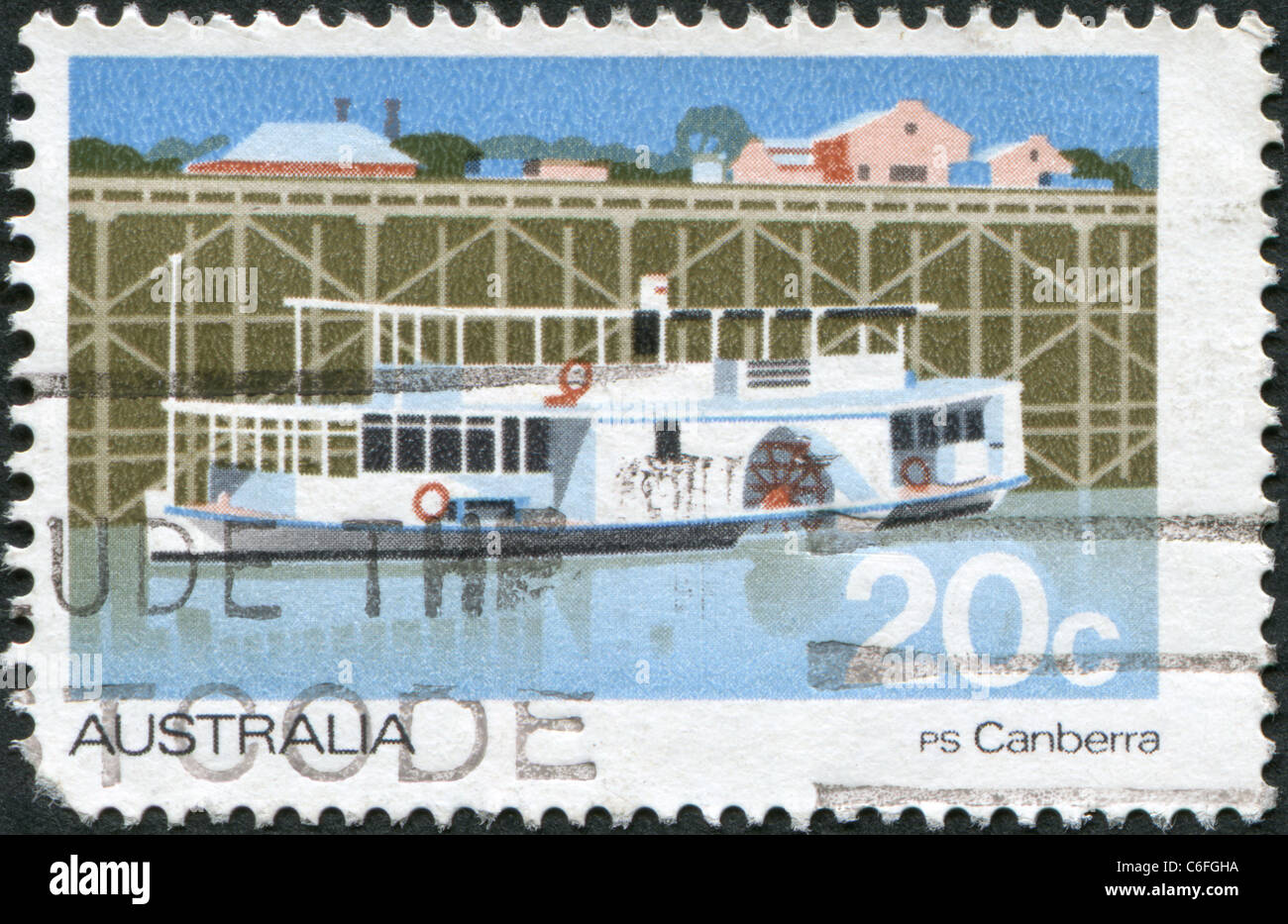 AUSTRALIA - 1979: A stamp printed in Australia, shows Passenger Steamer Canberra Stock Photo
