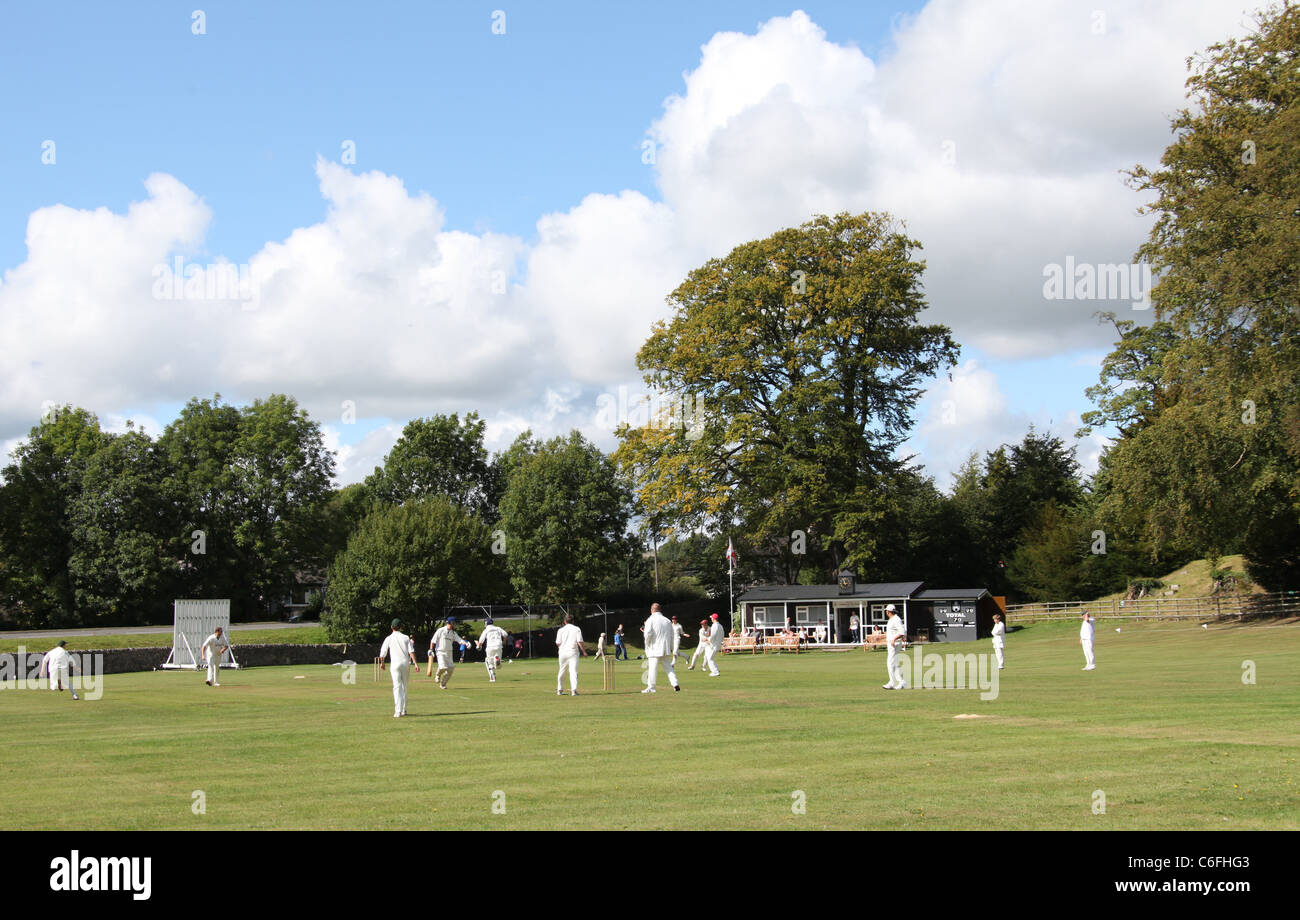 A Village Cricket Match in Derbyshire Stock Photo