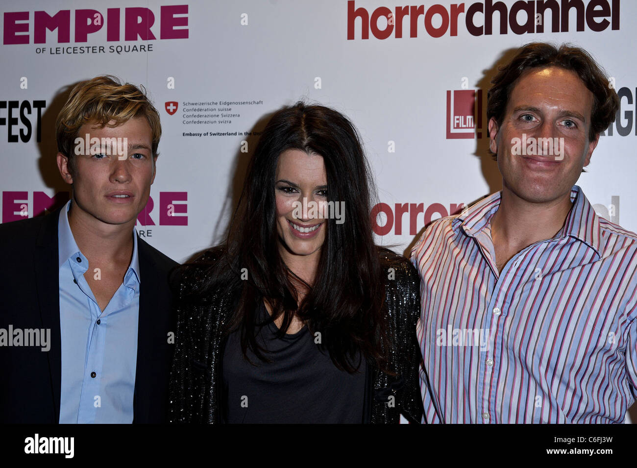 Ed Speleers, Kate Magowan and Julian Gilbey attend the UK Premiere of A Lonely Place to Die at the Film 4 Frightfest, The Empire Stock Photo