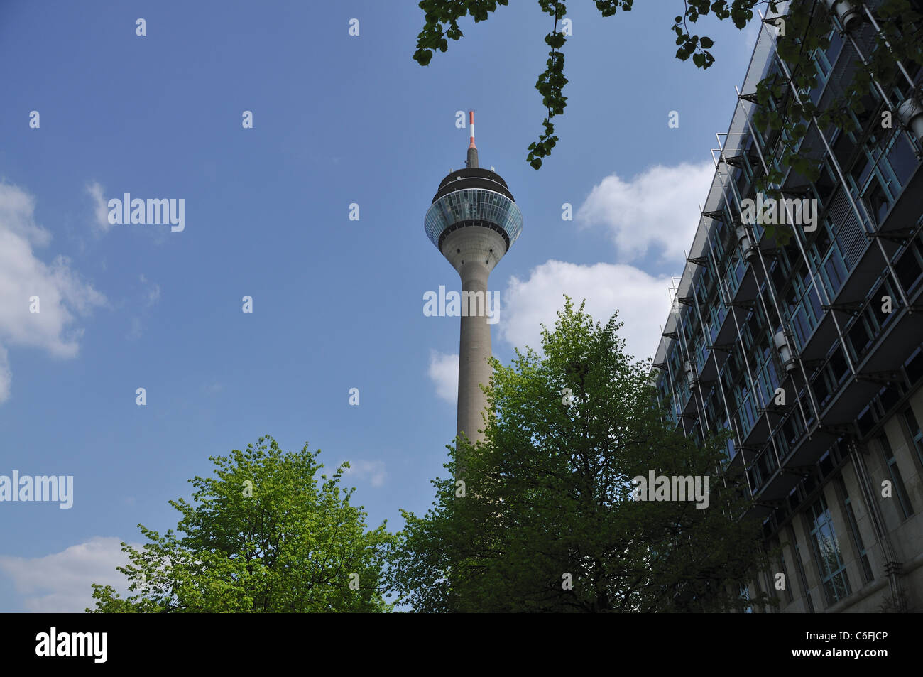 Rheinturm (240.5 metres height). Medienhafen district. Düsseldorf. North Rhine - Westphalia. Germany. Stock Photo